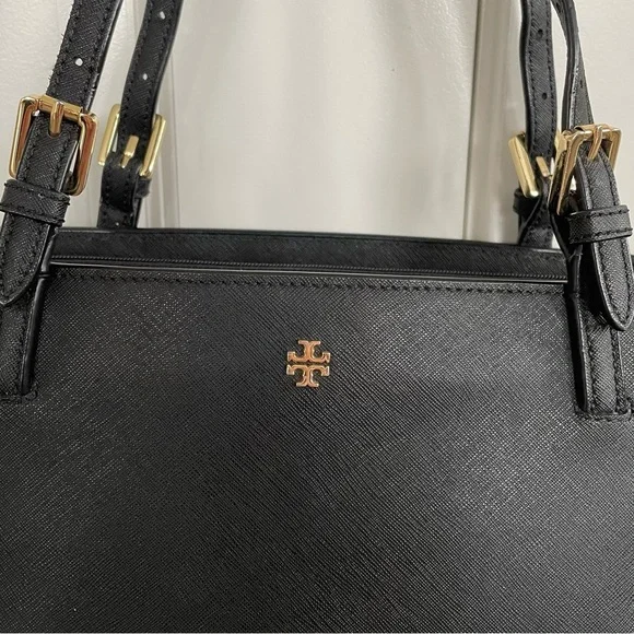 Tory Burch York Buckle Leather Tote Black Large - Picture 2 of 9